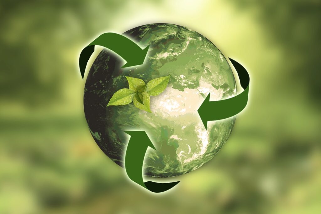Green Earth with recycling arrows surrounding it