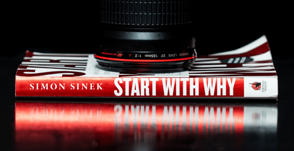 Start With Why book with camera sitting on top