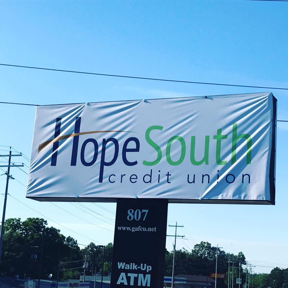 New signage banner for HopeSouth Credit Union