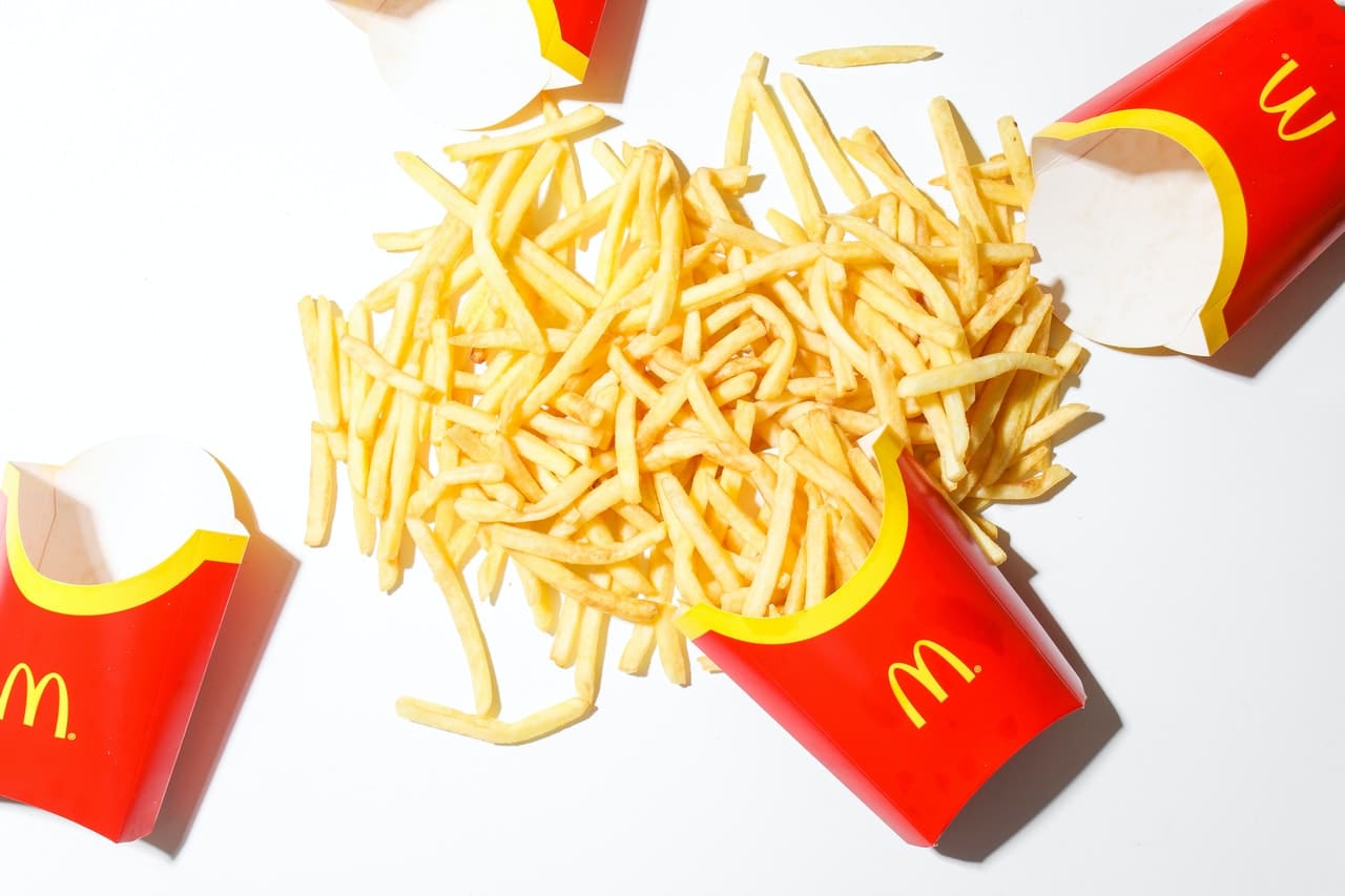 mcdonalds fries on a white background
