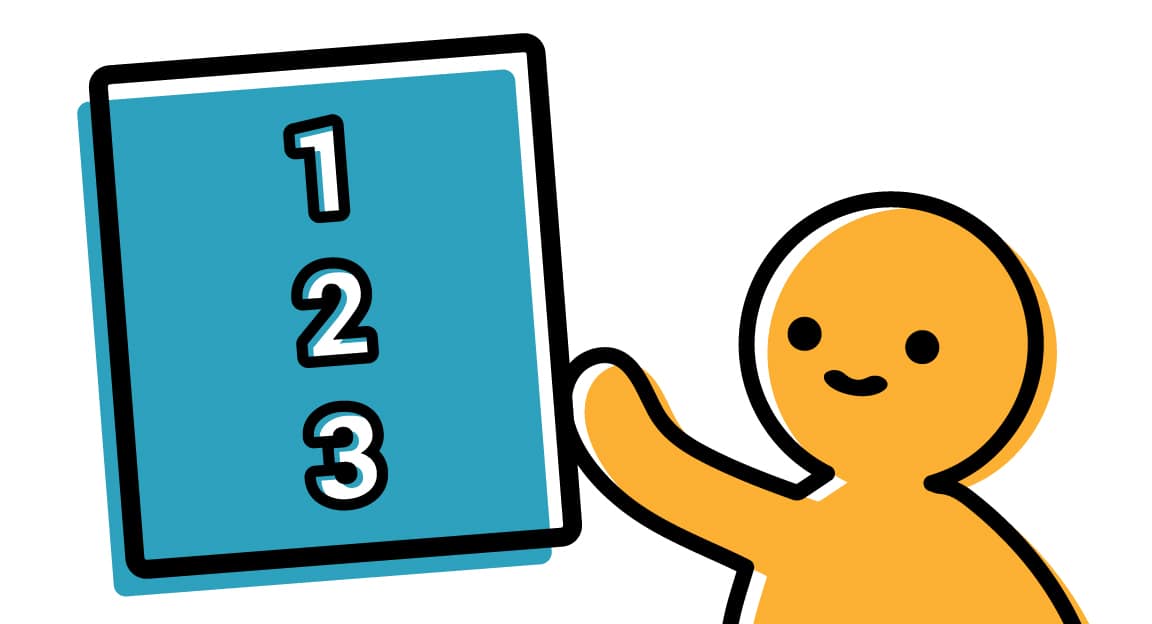 small doodle man with 1,2,3