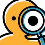 yellow person with teal magnifying glass