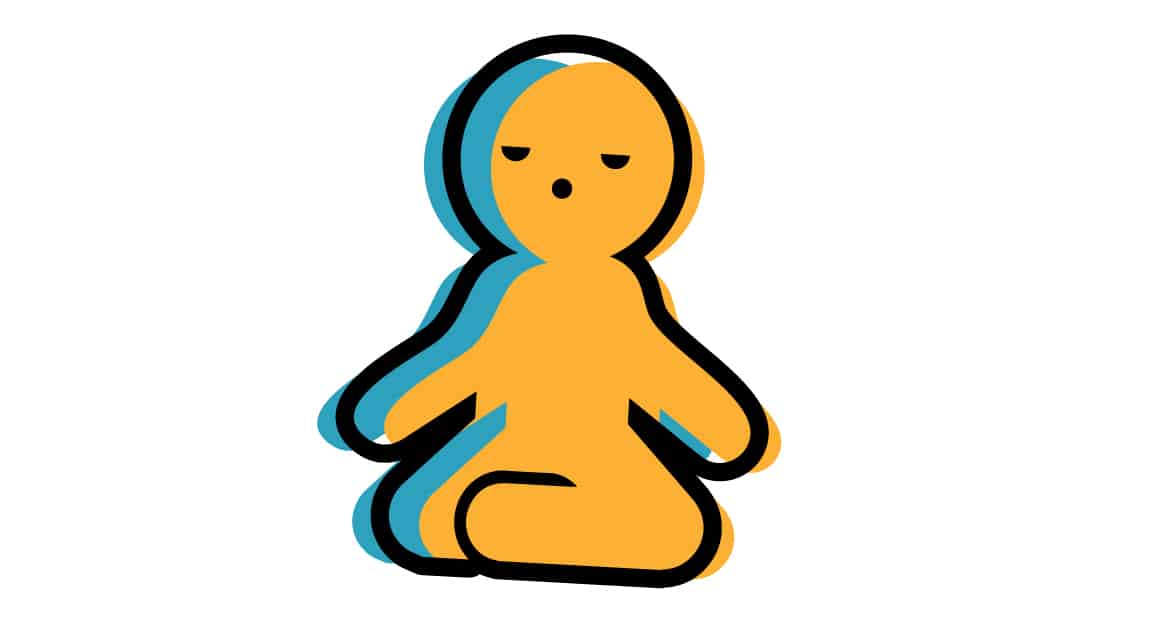 yellow doodle man doing yoga pose meditation